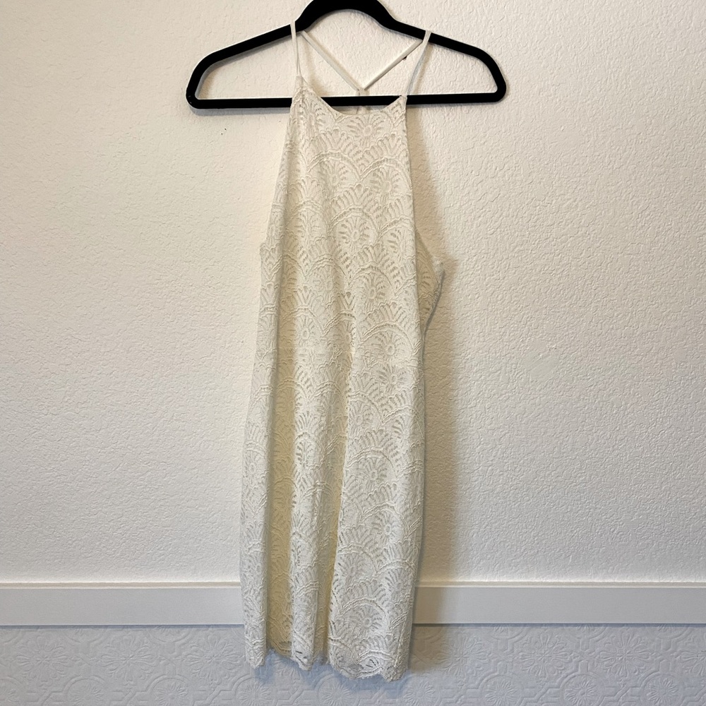 White lace mini dress
